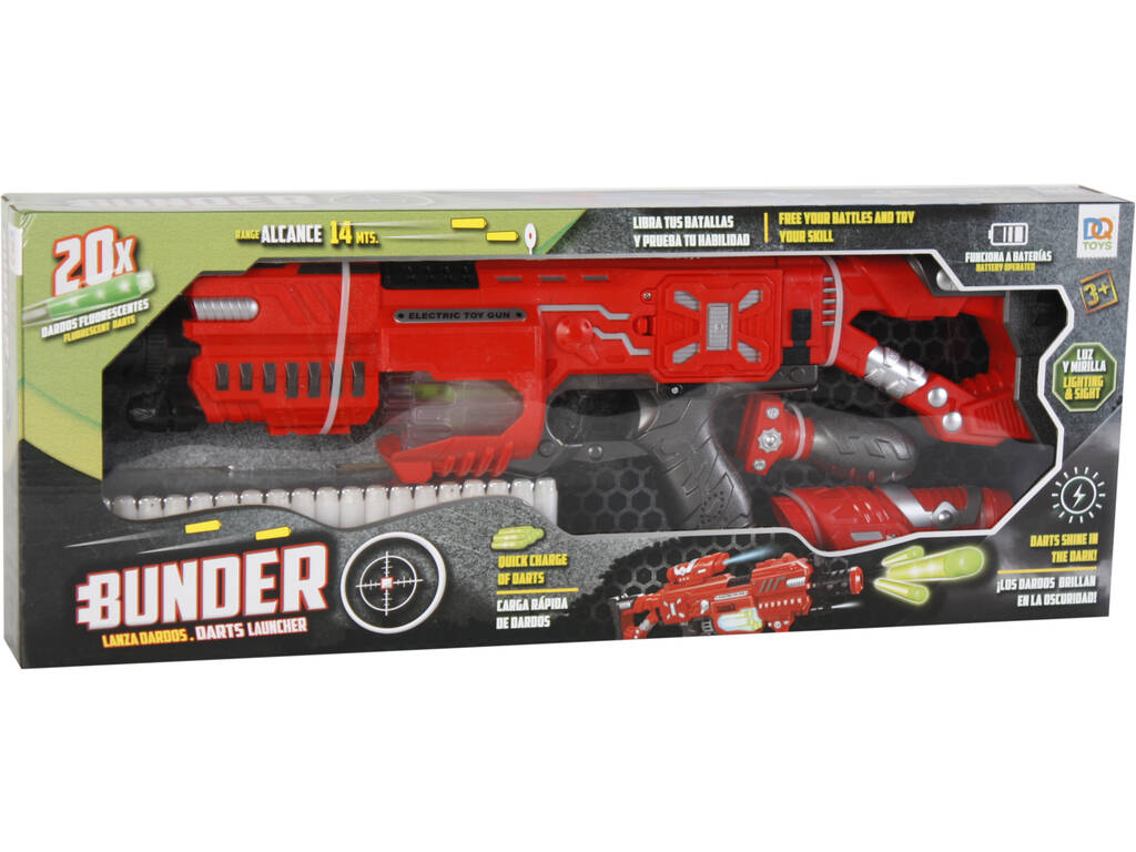 Assorted Bunder Launcher 18x55x7cm mit 20 fluoreszierenden Darts