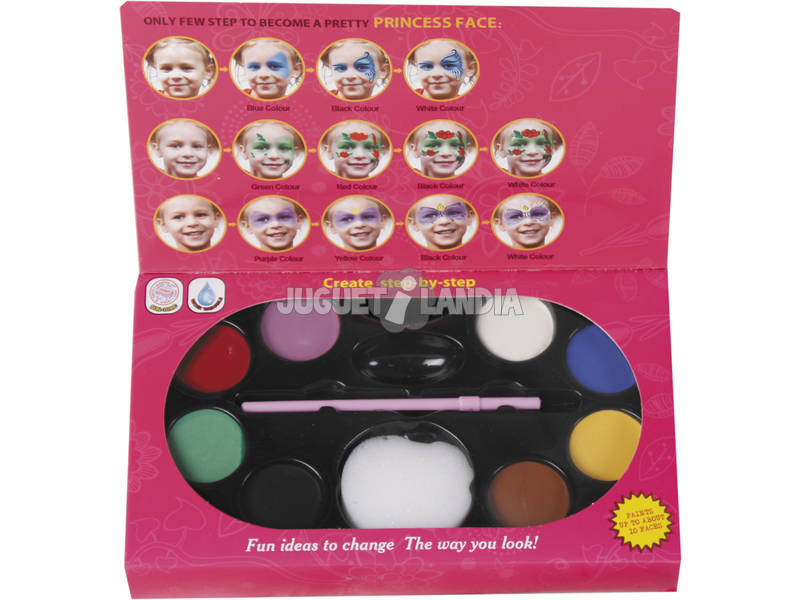Gesichts Make-up Set mit 8 Farben Pinsel und Schwamm