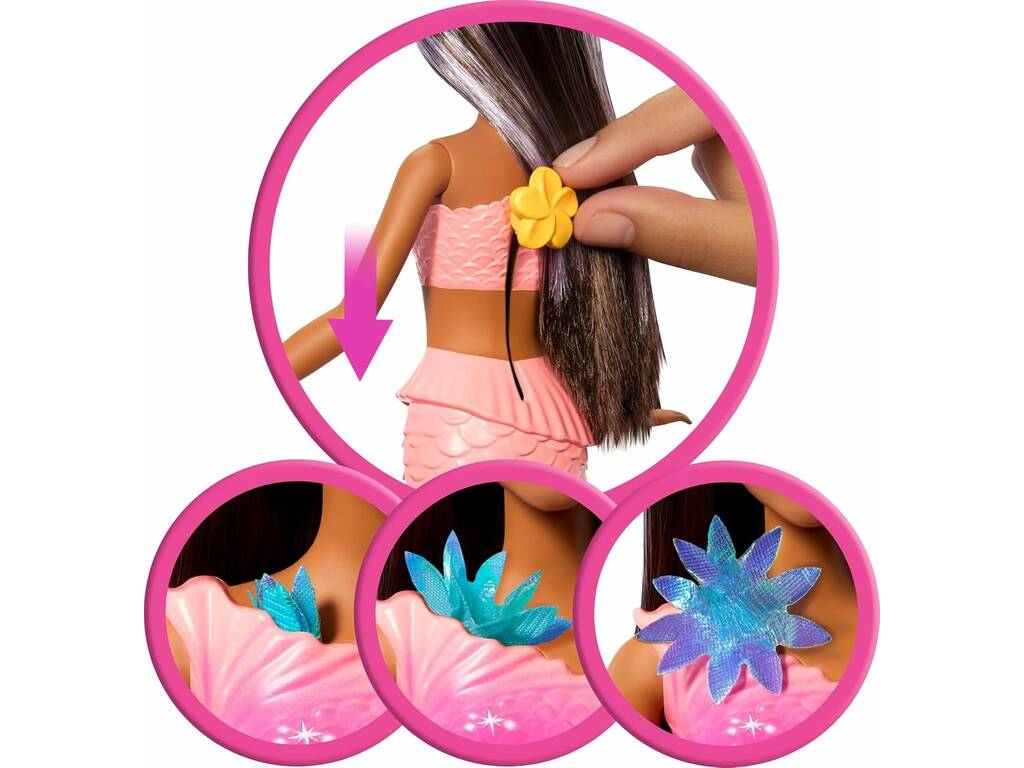 Barbie Flower Magic Mermaid Muñeca Sirena Morena