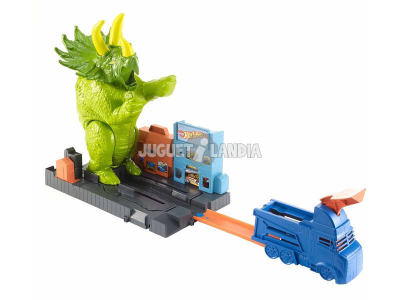 Hot Wheels City Playset Attacco del Triceratopo con Lanciatore e Macchinina Mattel GBF97