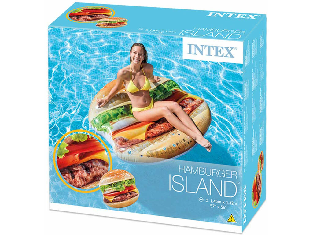 Materassino Isola Hamburger stampa realistica 145x142 cm. Intex 58780