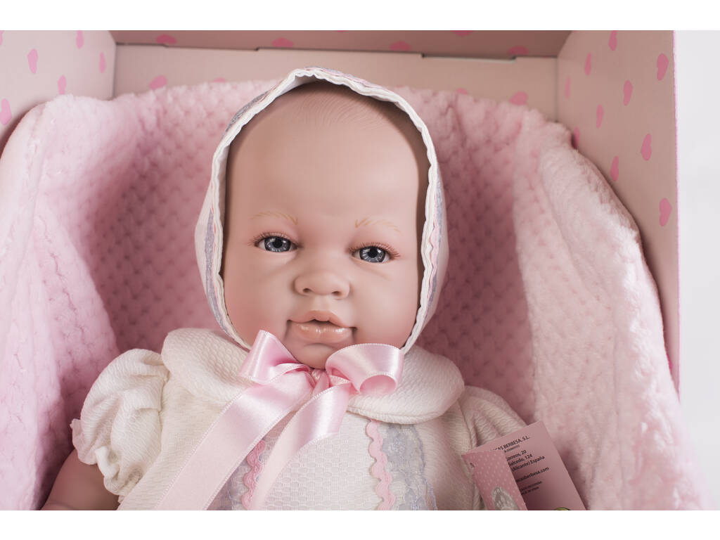 neugeborene Sara Puppe Nacida 50 cm. Rosa Kleid und Deckchen Berbesa 5209