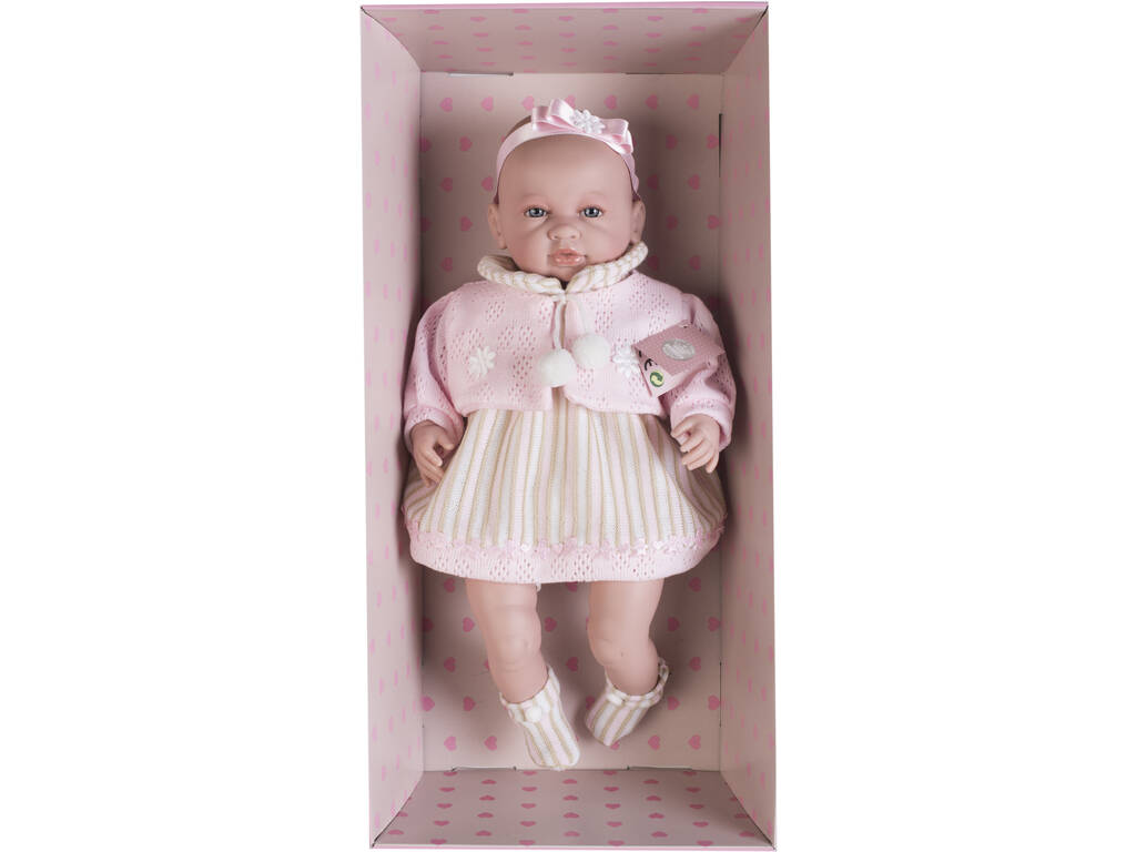  Sara neugeborene Puppe 50 cm. Heulsuse mit Bommeln Berbesa 5201