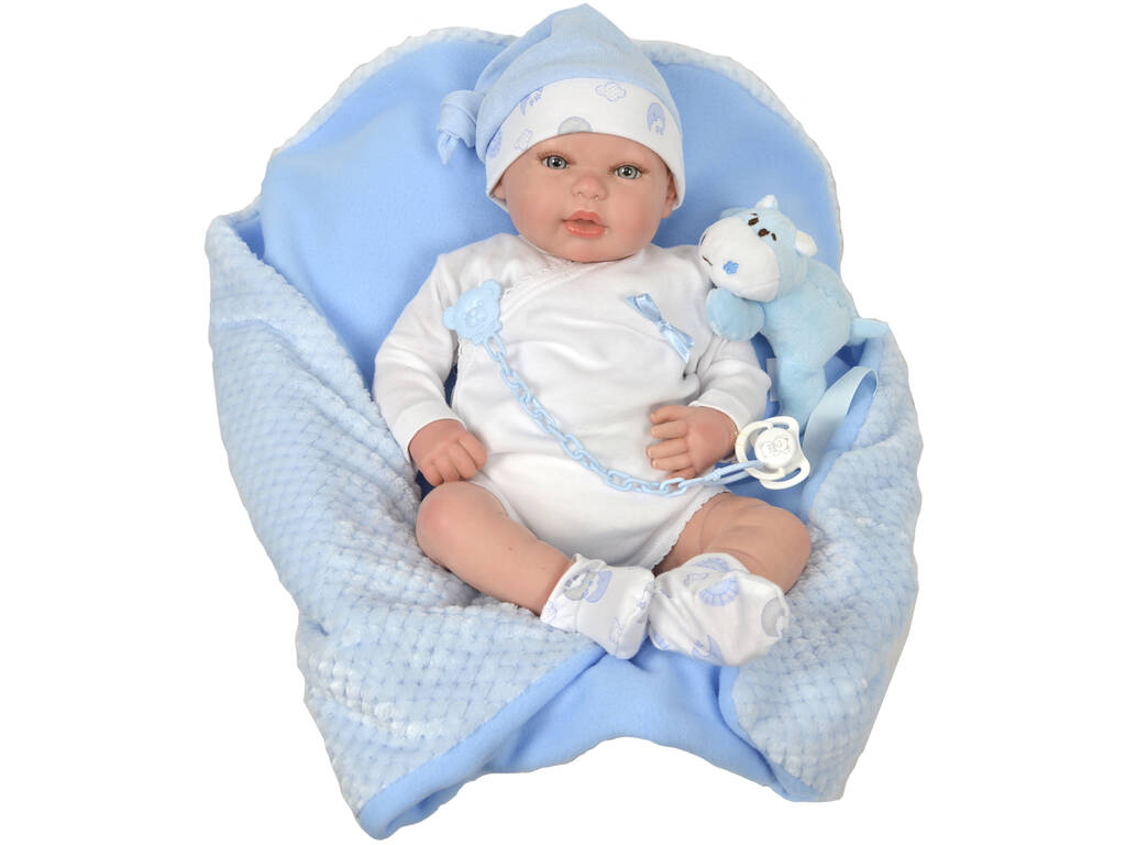 Muñeco Bebé Reborn Azul Joel 45 cm con Manta Arias 98021