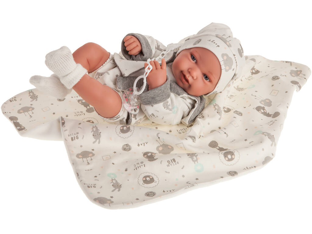 Neugeborene Puppe Pipa Graues Bärchen 40 cm. Antonio Juan 5083