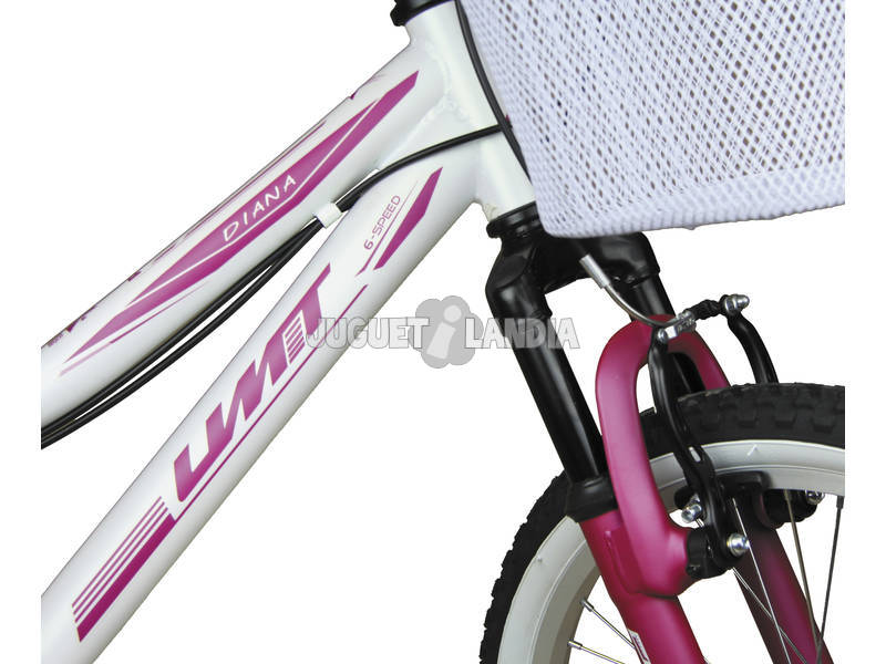 Bicicleta XR-200 Diana Rosa y Blanca con Cambio Shimano 6v y Cesta Umit 2072CS-35
