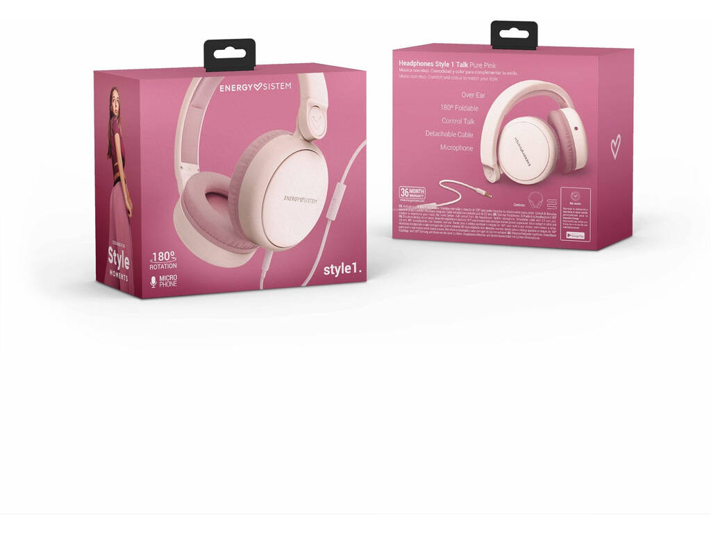 Auriculares Headphones Style 1 Talk Pure Pink Energy Sistem 44884
