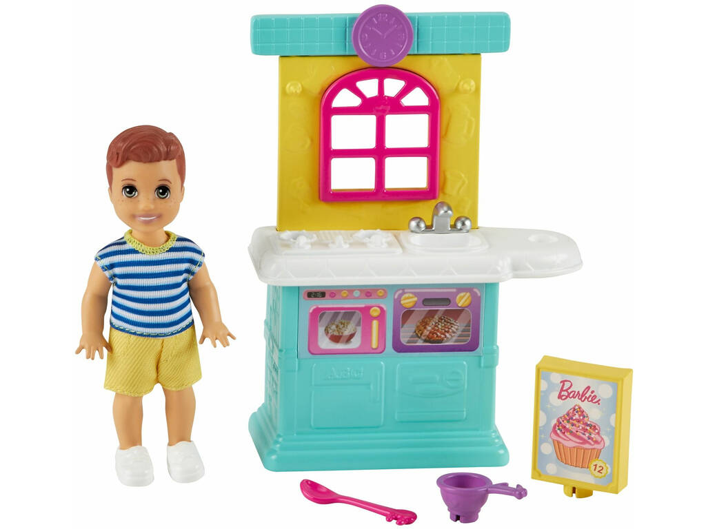 Barbie Skipper Baby-sitter Figurine Bébé avec Accesoires de Cuisine Mattel GRP16