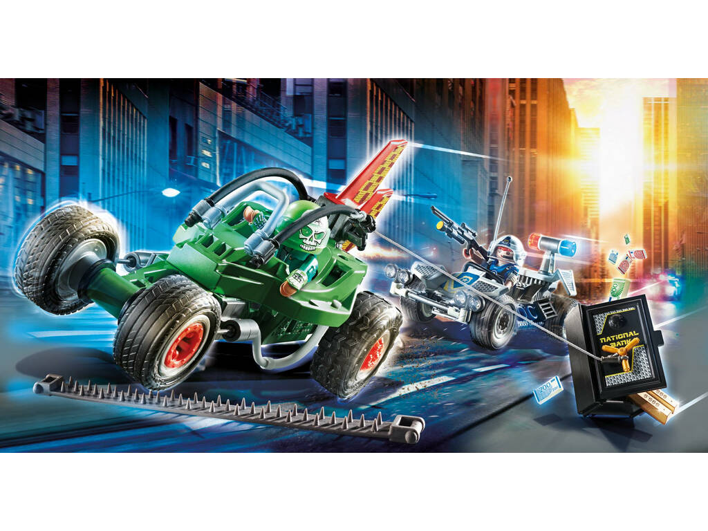 Playmobil City Action Kart Policial Perseguição Ladrão de Caixa Forte 70577