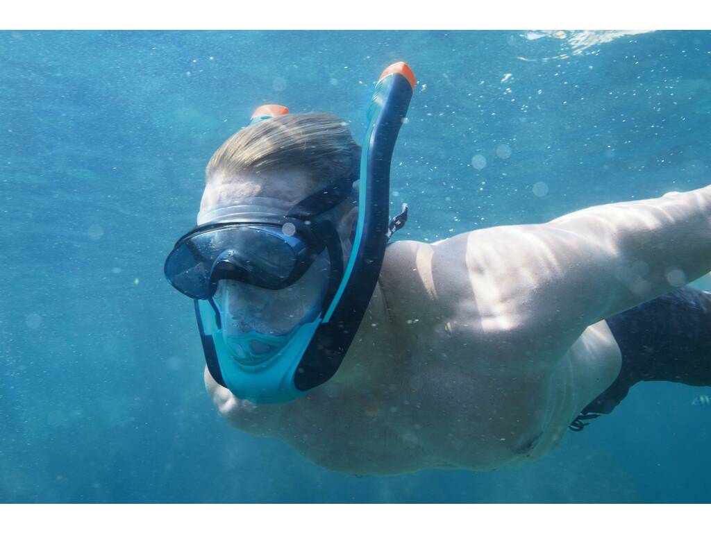 Máscara de esnórquel de natación y esnórquel con correa ajustable, tubo de  esnórquel con profundidad máxima de 32 pies, lente inastillable para la