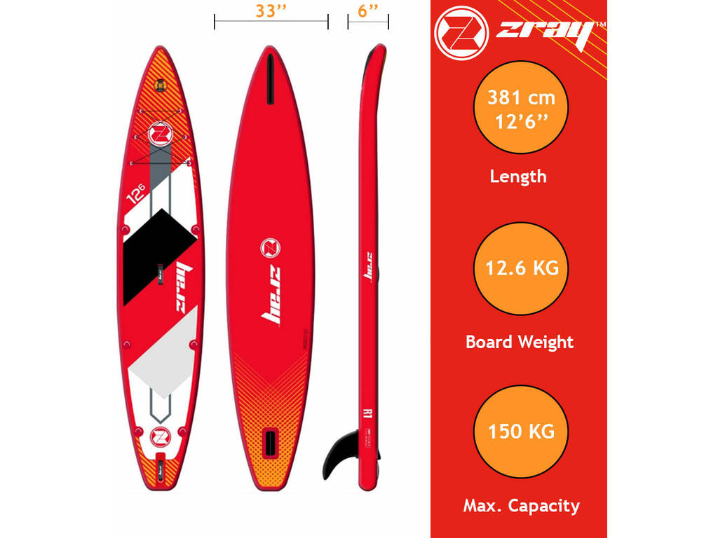 Tavola da Paddle Surf gonfiabile Zray SUP Rapid da 381x76x15 cm