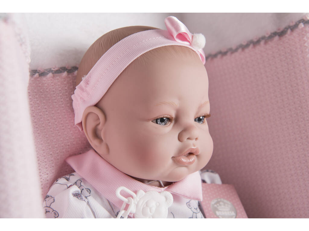 Neugeborenes Baby Puppe 42 cm. Rosa Kleid mit Decke Berbesa 5120