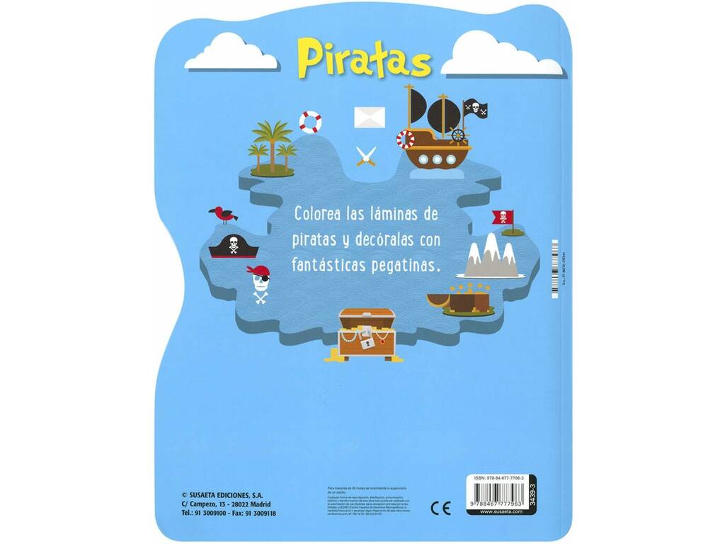 Lâminas e Autocolantes Piratas Livro para Colorir Susaeta S3439003