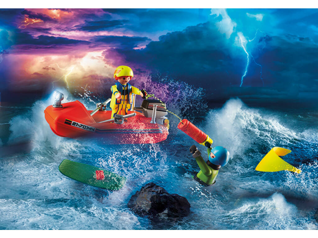Playmobil Rescate Marítimo Rescate de Kitesurfer con Bote 70144