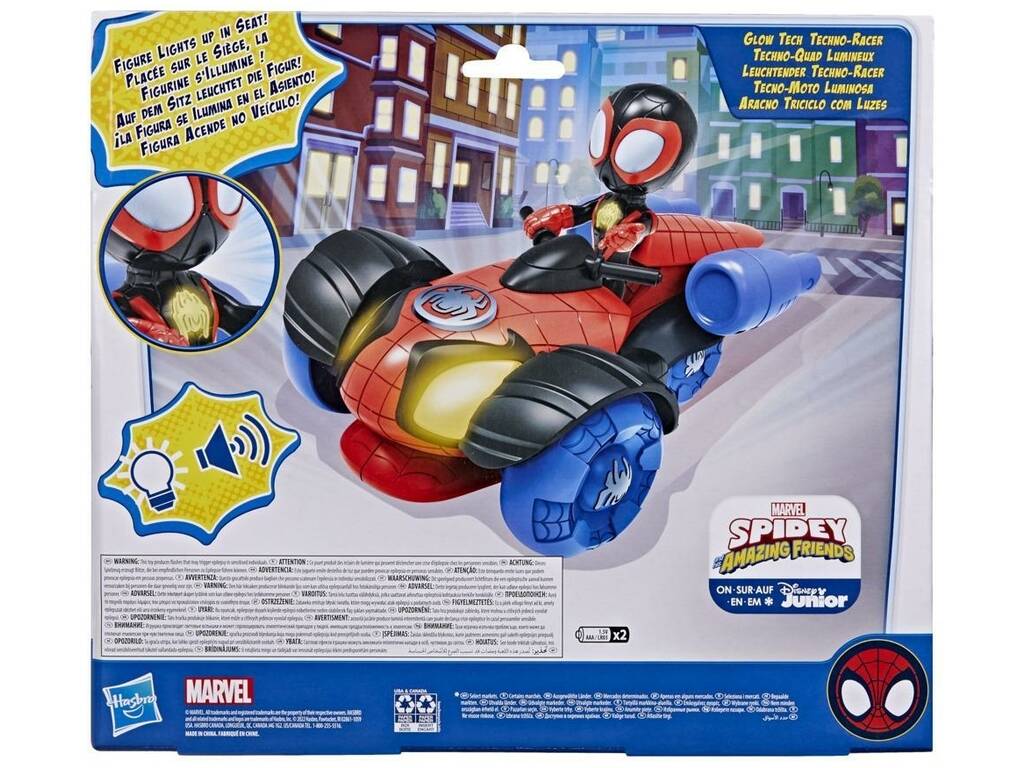 Marvel Spidey And His Friends Miles Morales Tecno Moto Luminosa Hasbro F4531