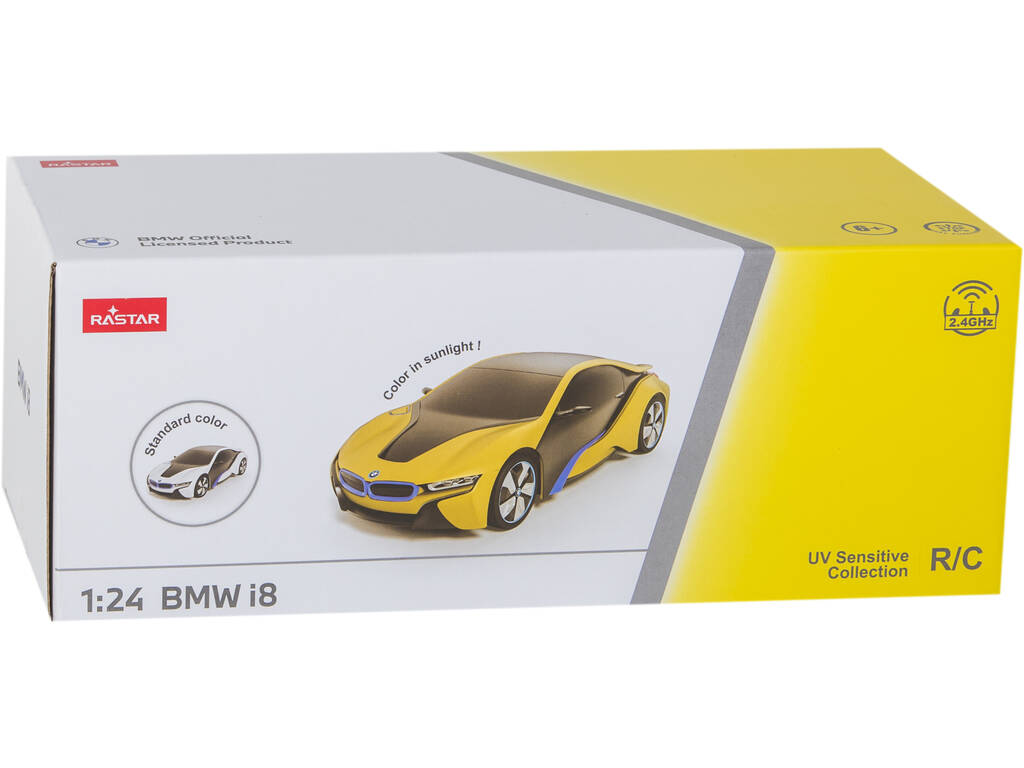 Radio Controlo 1:24 BMW i8-UV Sensitive Collection Branco
