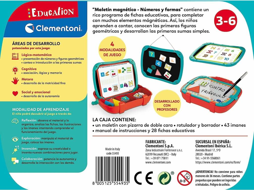 Valigetta gioco magnetico educativo numeri e forme Clementoni 55493