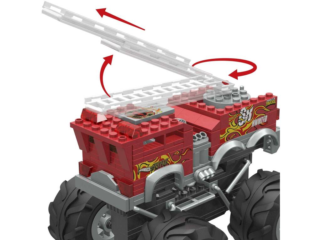 Mega Hot Wheels Monster Trucks Camion dei pompieri 5 Allarmi