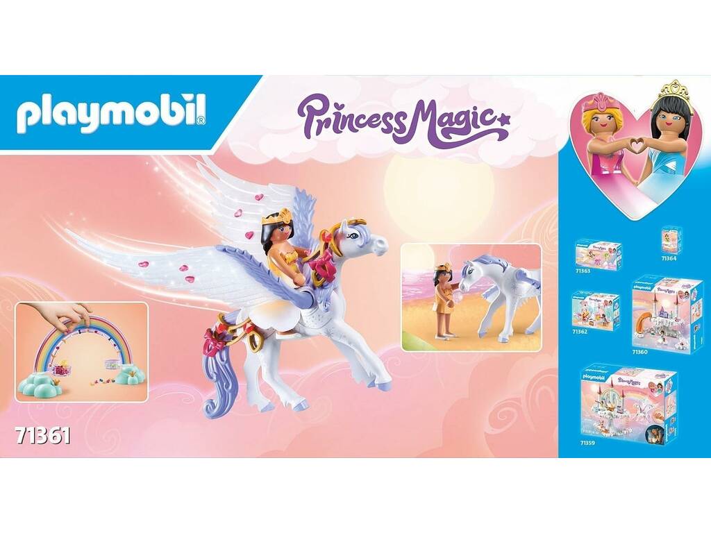 Playmobil Castello Arcobaleno Pegasus con arcobaleno tra le nuvole 71361