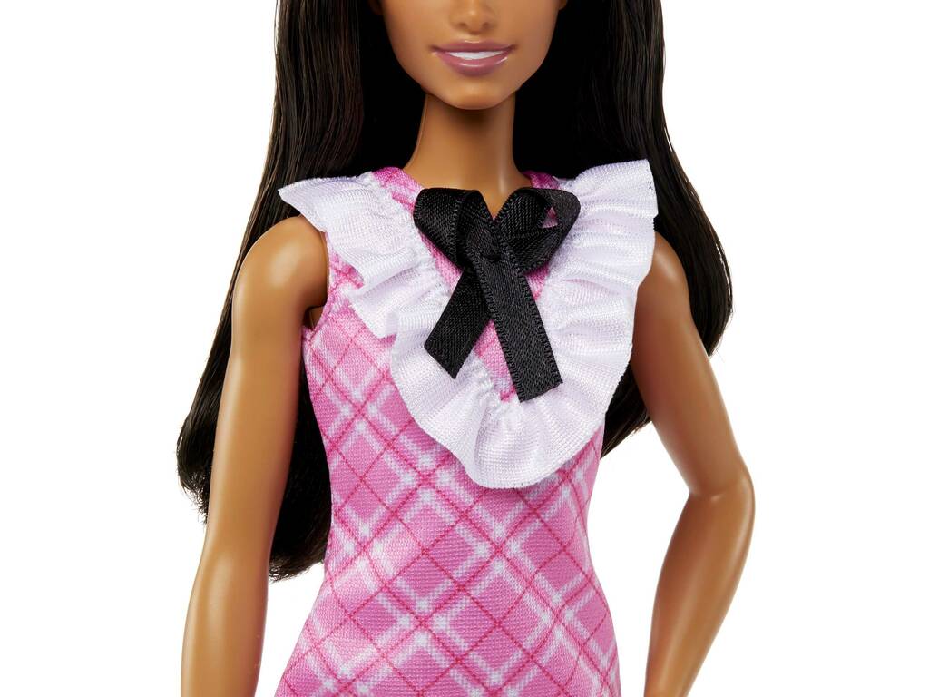 Barbie Fashionista Vestido Tartán Rosa Mattel HJT06