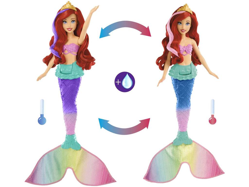 Princesas Disney Boneca Ariel Muda seu Cor e Nada de Mattel HPD43