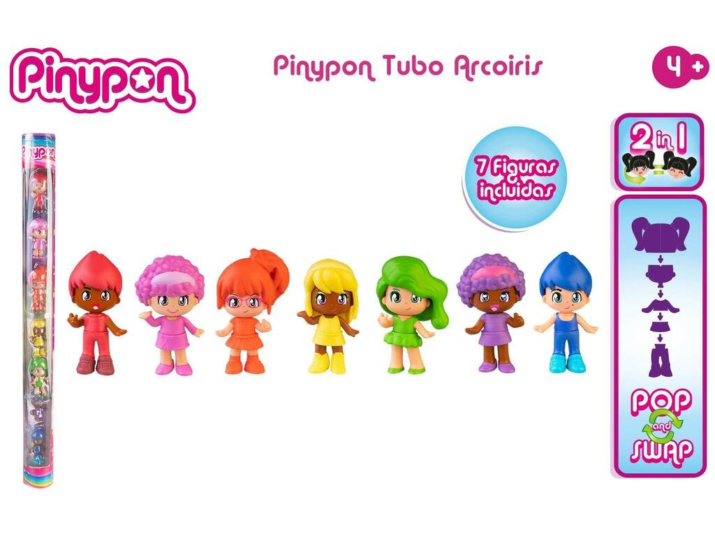 Pinypon Rainbow Tube 7 Figuren Famosa PNY43000