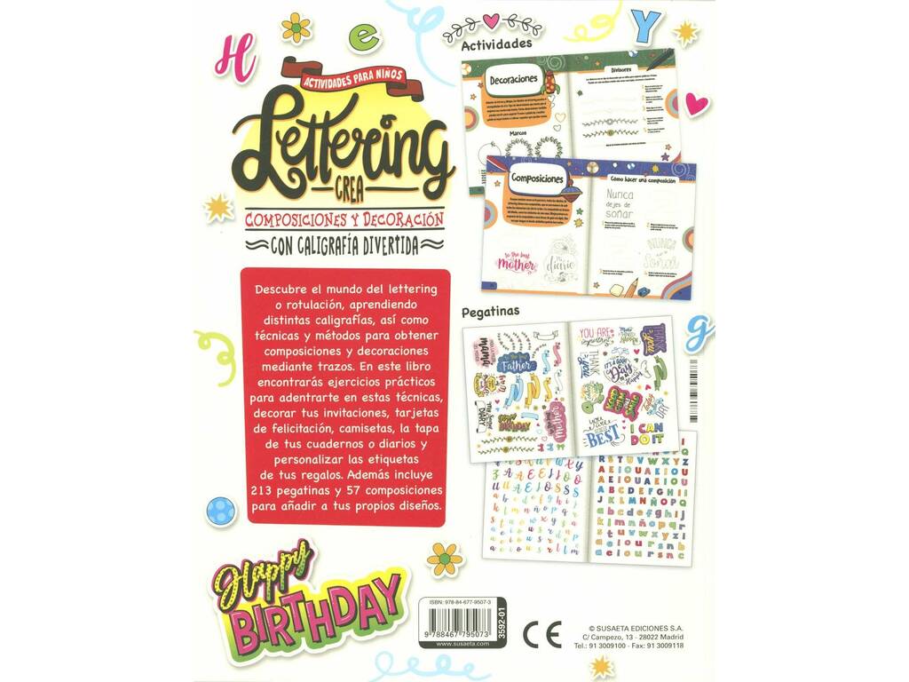 Libro Lettering Con Pegatinas Crea Composiciones y Decoración de Educa 3592