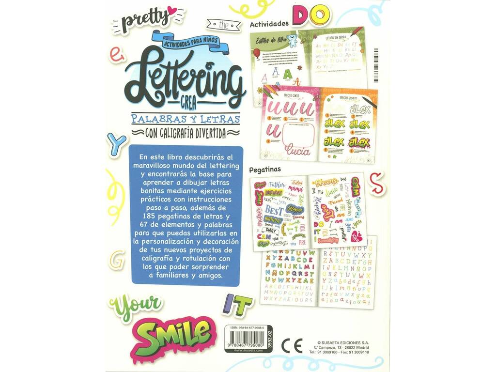 Libro Lettering Con Pegatinas Crea Palabras y Letras