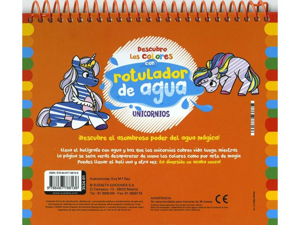 Je découvre les couleurs de la licorne Livre avec stylo marqueur à eau