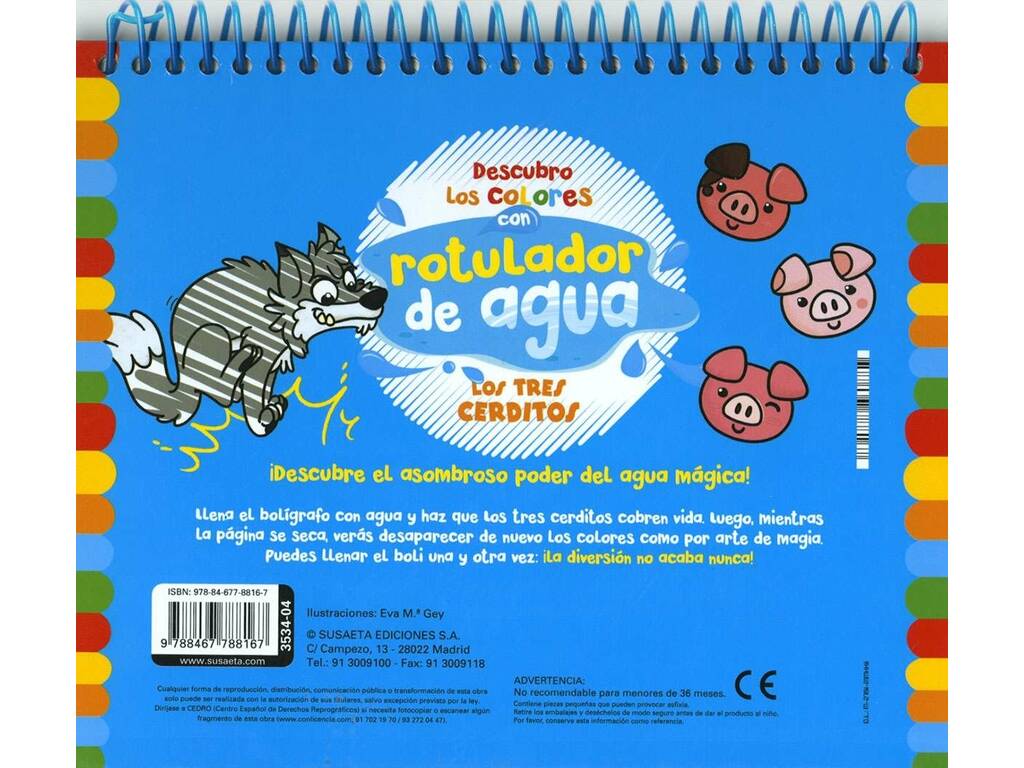 Les trois petits cochons au feutre à eau Je découvre les couleurs Livre