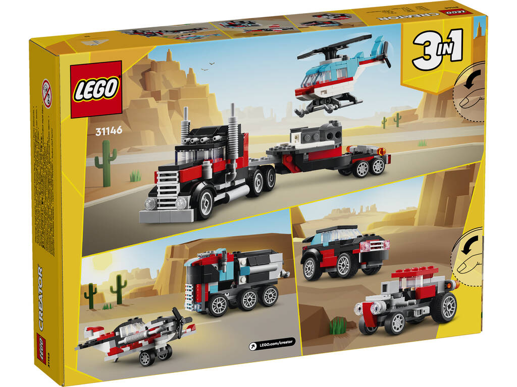 Lego Creator 3 in 1 Camion Piattaforma con Elicottero 31146