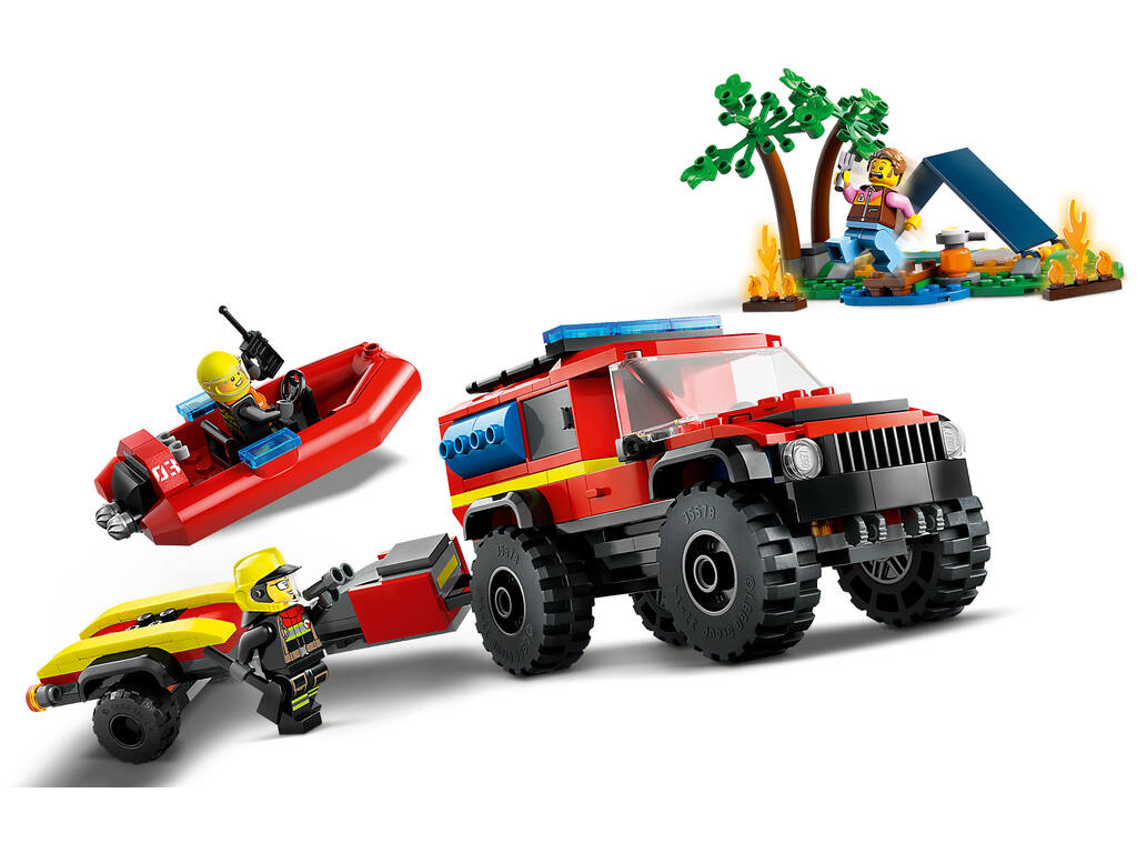 Lego City Caminhão de Bombeiros 4x4 com Barco de Resgate 60412