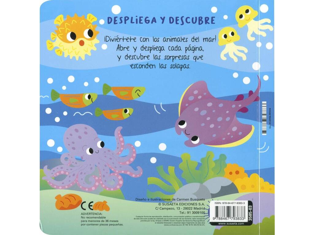 Livre dépliant et découvertes Animaux marins avec pop-ups et rabats