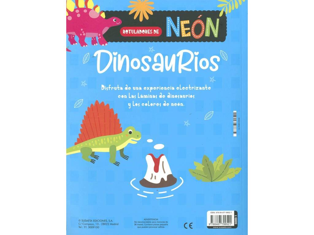 Rotuladores de Neón Libro para Dinosaurios Susaeta S6089001