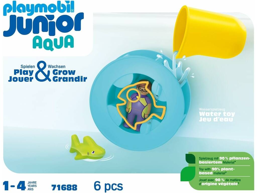 Playmobil Junior Aqua Rueda de Agua con Bebé Tiburón 71688