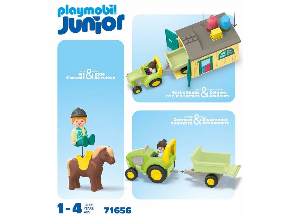 Playmobil Junior Avventura in fattoria con trattore, rimorchio e animali 71656