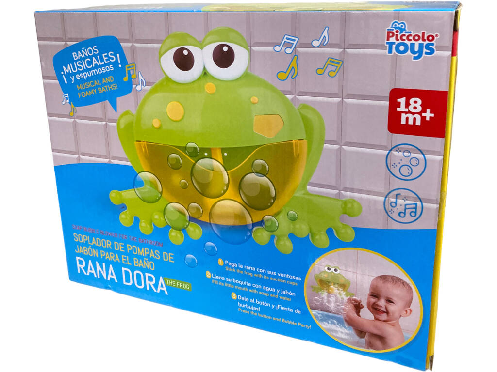 Soplador de Pompas de Jabón para el Baño Rana Dora con Música