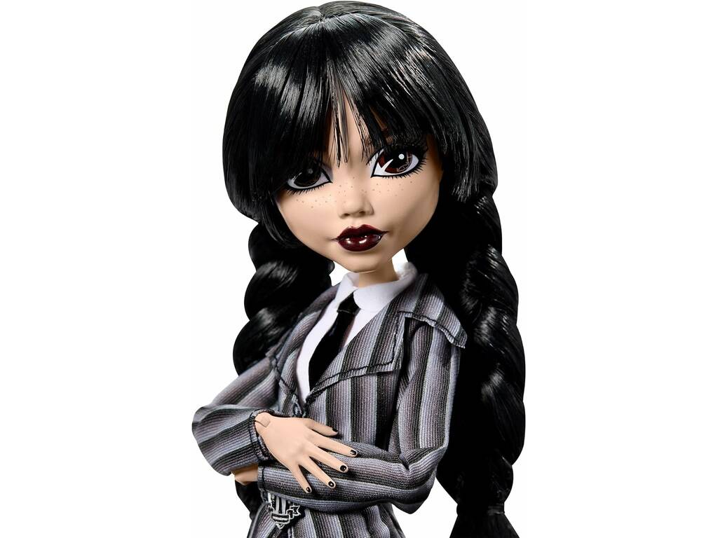 Monster High Wednesday Muñeca Miércoles Addams con Uniforme y Cosa