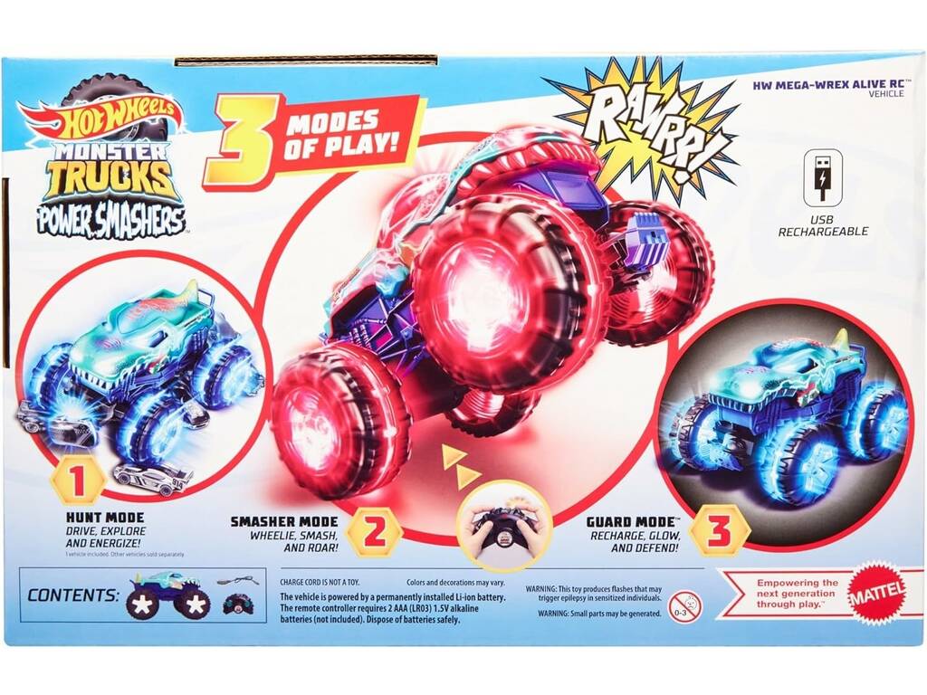 Hot Wheels Monster Trucks Radio Control Mega Wrex Alive Mattel JBD90