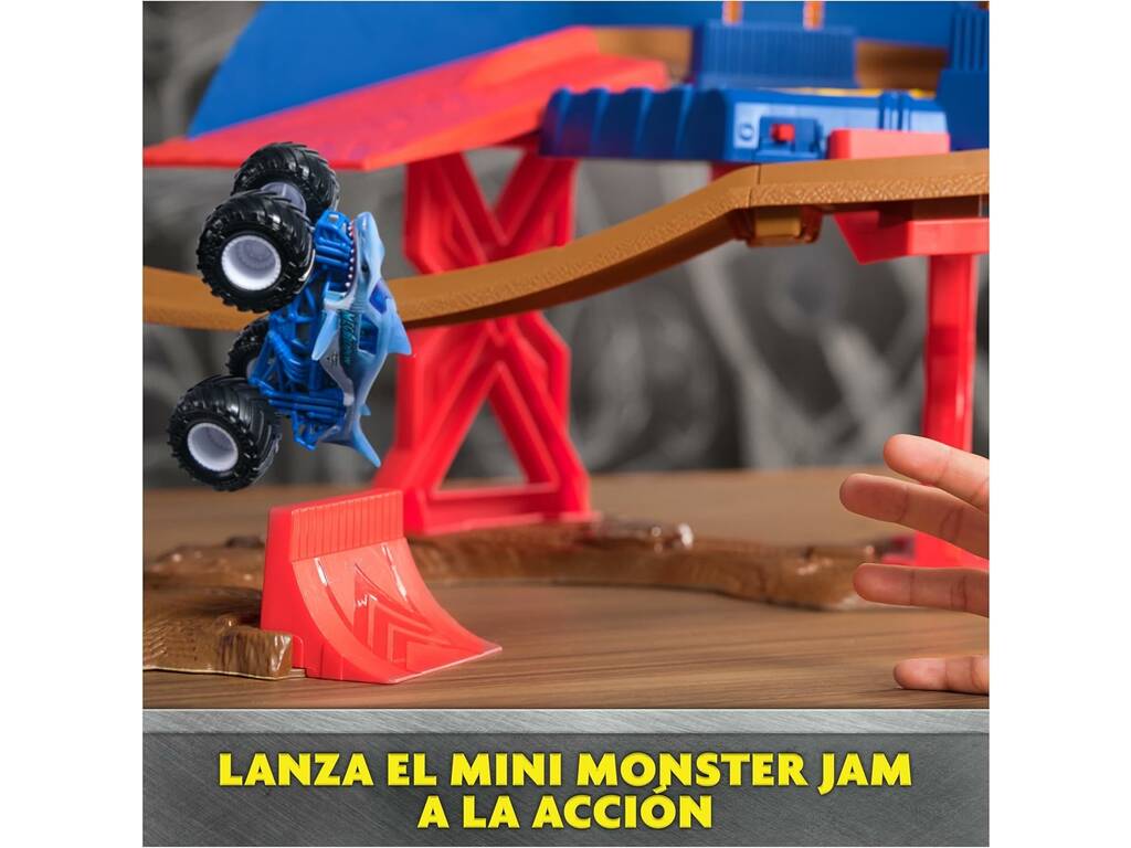 Monster Jam Supercharge Speedway con Megalodon y el Toro Loco