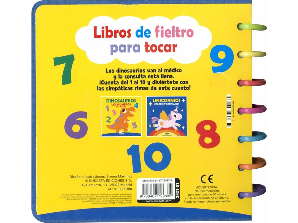 Livre en feutre pour toucher les dinosaures Les chiffres de 1 à 10