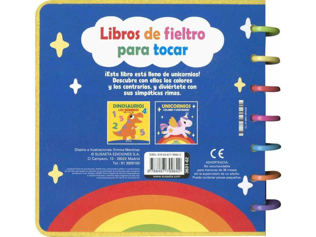 Livre de jeux en feutre Licornes Couleurs et Opposés