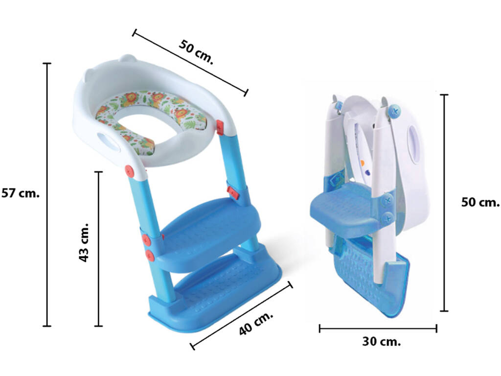 Adaptateur WC super doux avec échelle bleue et design jungle