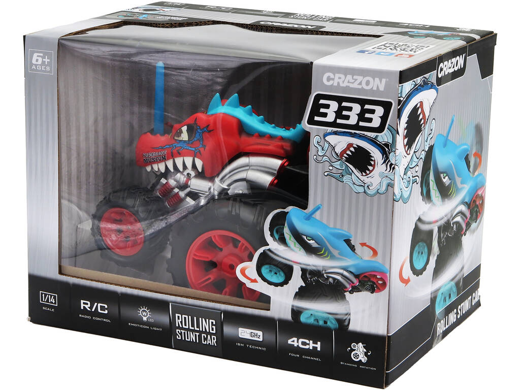 Coche Radio Control Crazon Rolling Stunt Car Cocodrilo Rojo