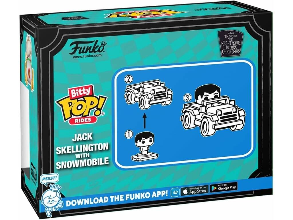 Funko Pop Bitty Rides Pesadilla Antes de Navidad Figura Jack Skellington y Snowmobile 83624