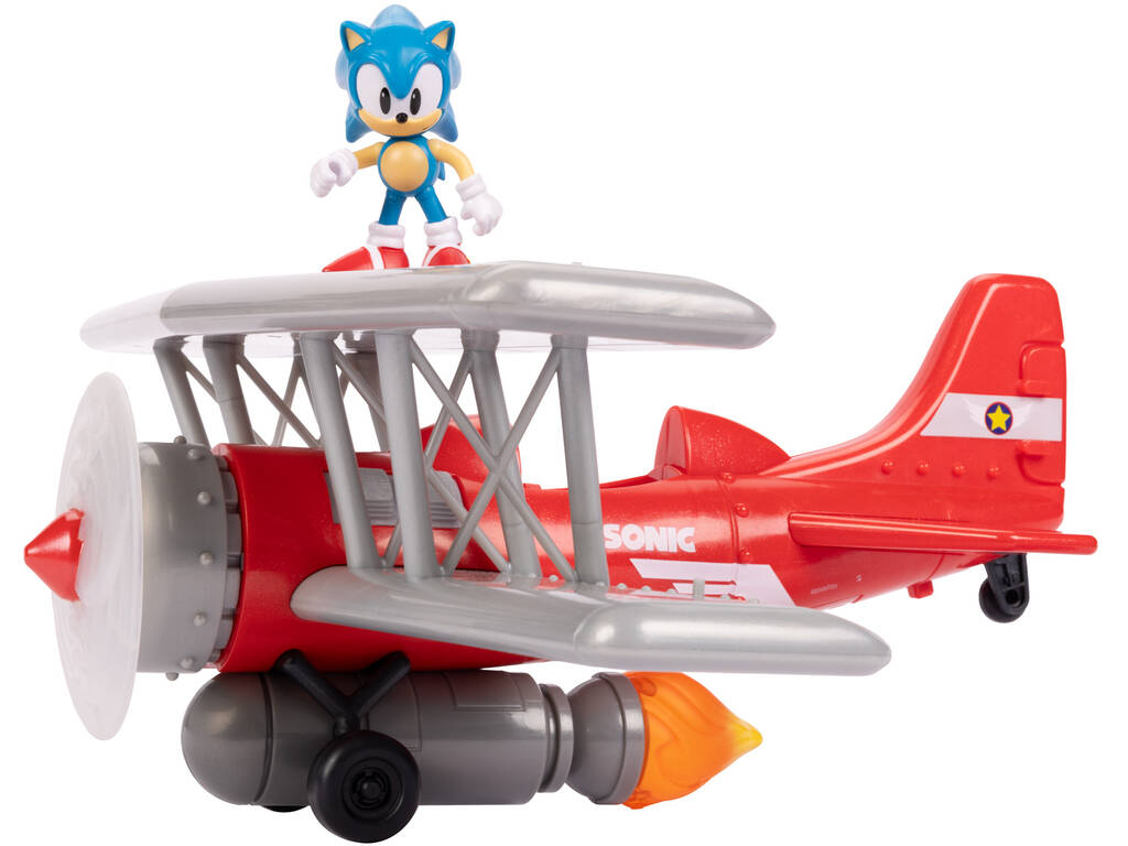 Sonic The Hedgehog Biplano Tornado con Figura Sonic de 6 cm