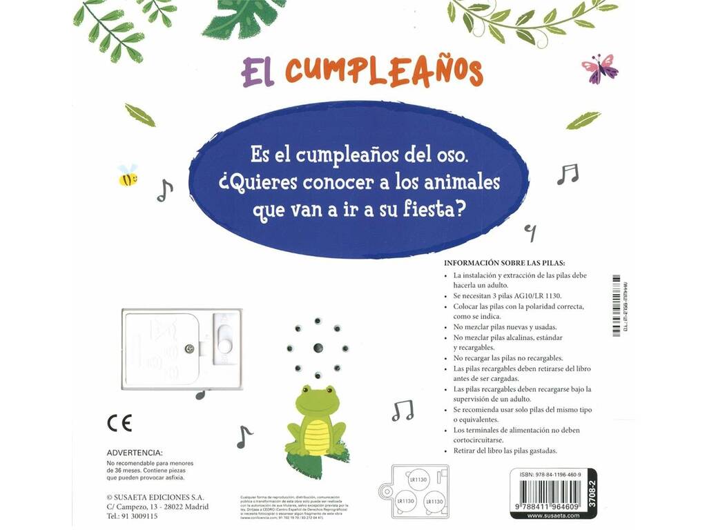 Livre Cinco Sonidos El Cumpleaños avec boutons