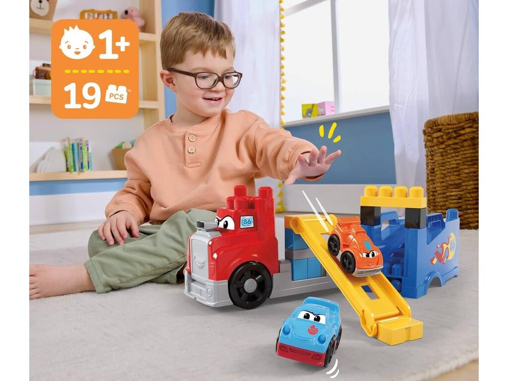 MegaBloks Camião Corridas e Construção com 2 Carros e 19 Blocos
