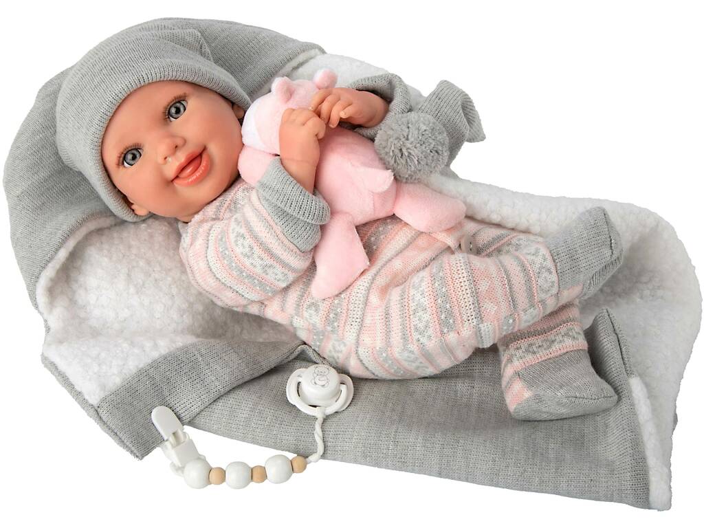 Poupée Reborn Nadia de 40 cm avec couverture et peluche
