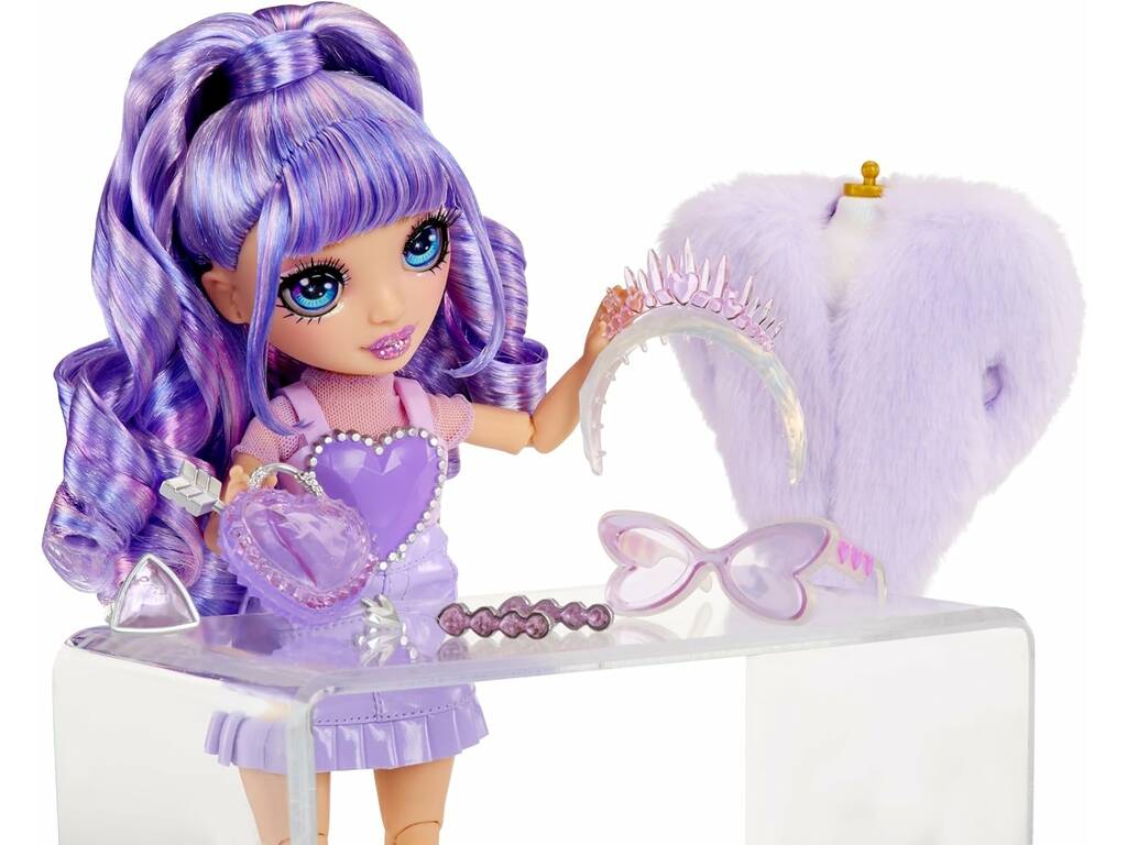 Poupée de mode arc-en-ciel en cristal violet
